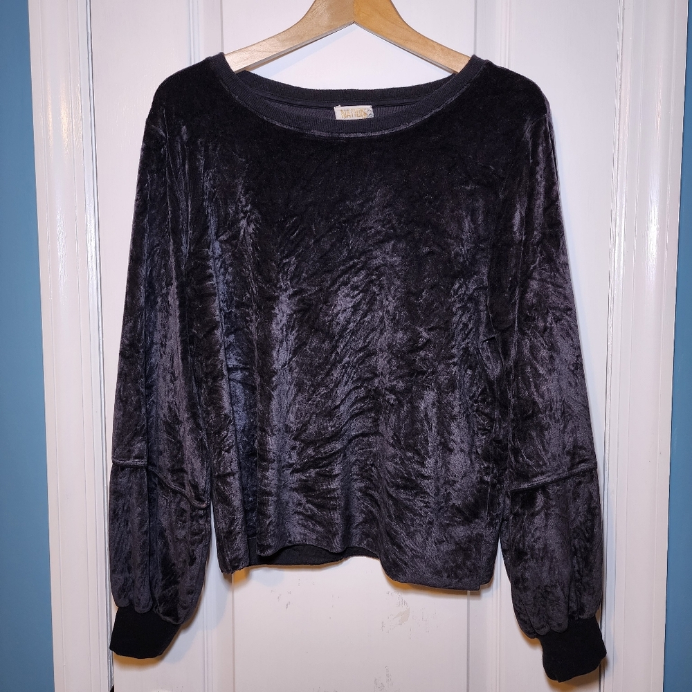 Nation Ltd. Velour Lantern Sleeve Sweatshirt Size L